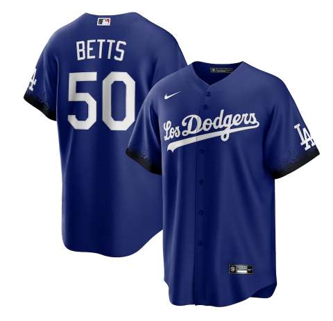 Men's Los Angeles Dodgers #50 Mookie Betts 2021 Royal City Connect Cool Base Stitched Baseball Jersey Men's Los Angeles Dodgers #50 Mookie Betts 2021 Royal City Connect Cool Base Stitched Baseball Jersey