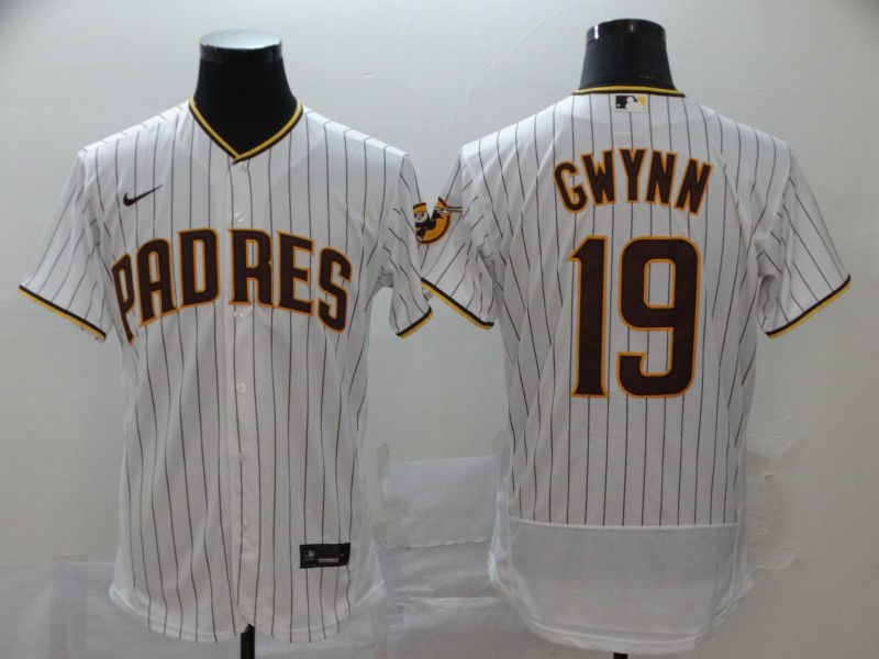 Men's San Diego Padres #19 Tony Gwynn White Flex Base Stitched baseball Jersey