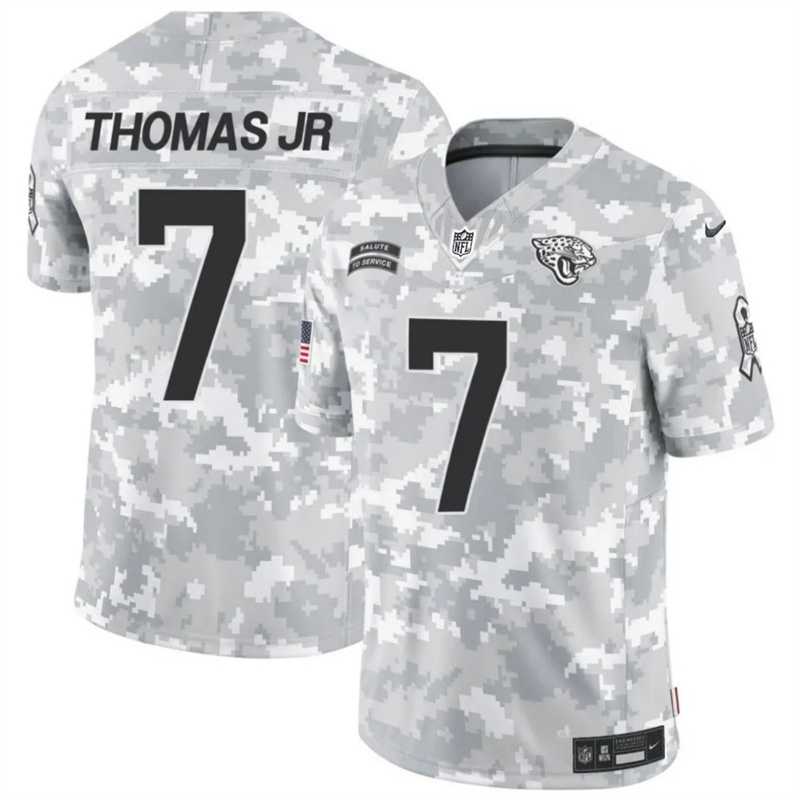 Men's Jacksonville Jaguars #7 Brian Thomas Jr. 2024 F.U.S.E Arctic Camo Salute to Service Limited Stitched Football Jersey Men's Jacksonville Jaguars #7 Brian Thomas Jr. 2024 F.U.S.E Arctic Camo Salute to Service Limited Stitched Football Jersey