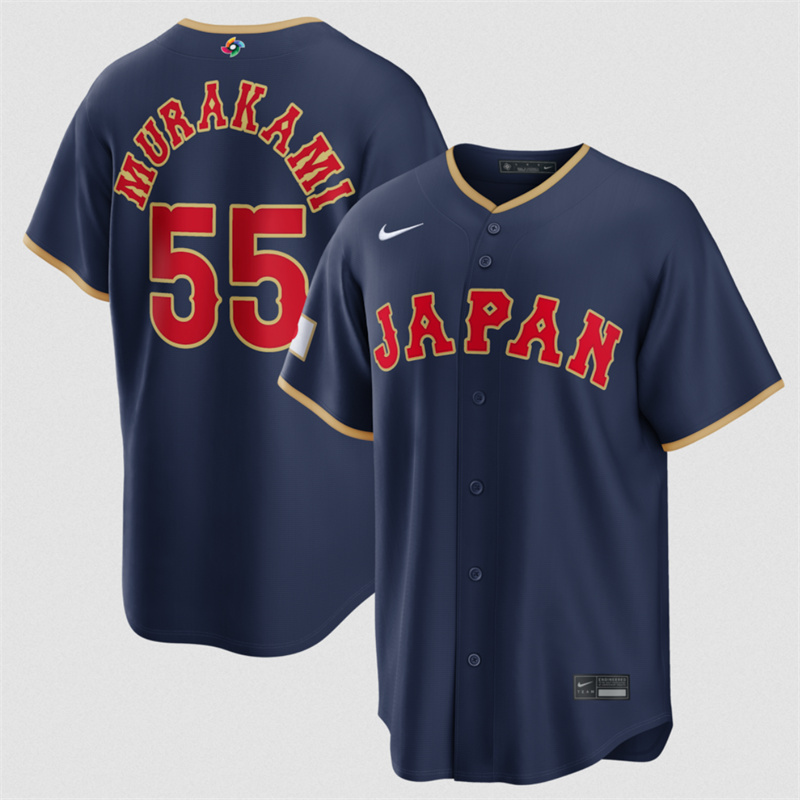 Men's Japan Baseball #55 Munetaka Murakami Navy 2026 World Baseball Classic Road Stadium Stitched Jersey Men's Japan Baseball #55 Munetaka Murakami Navy 2026 World Baseball Classic Road Stadium Stitched Jersey