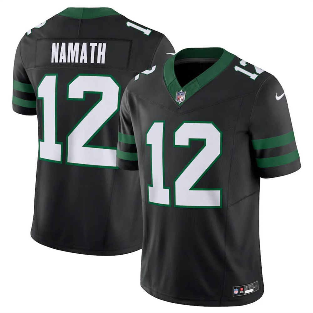 Men's New York Jets #12 Joe Namath Black 2024 F.U.S.E. Vapor Limited Stitched Jersey Men's New York Jets #12 Joe Namath Black 2024 F.U.S.E. Vapor Limited Stitched Jersey