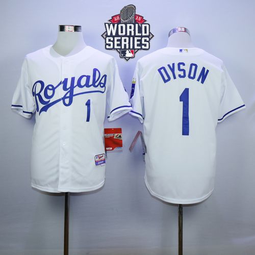 Royals #1 Jarrod Dyson White Cool Base W/2015 World Series Patch Stitched MLB Jersey Royals #1 Jarrod Dyson White Cool Base W/2015 World Series Patch Stitched MLB Jersey