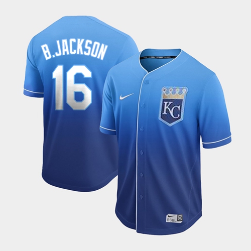 Nike Royals #16 Bo Jackson Royal Fade Authentic Stitched MLB Jersey Nike Royals #16 Bo Jackson Royal Fade Authentic Stitched MLB Jersey