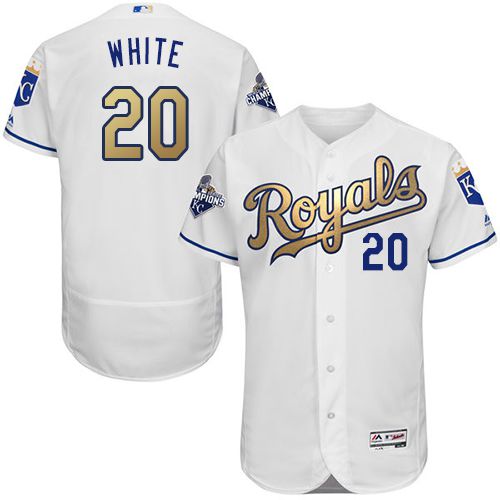 Royals #20 Frank White White 2015 World Series Champions Gold Program FlexBase Authentic Stitched MLB Jersey Royals #20 Frank White White 2015 World Series Champions Gold Program FlexBase Authentic Stitched MLB Jersey
