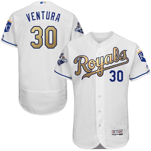 Royals #30 Yordano Ventura White 2015 World Series Champions Gold Program FlexBase Authentic Stitched MLB Jersey Royals #30 Yordano Ventura White 2015 World Series Champions Gold Program FlexBase Authentic Stitched MLB Jersey