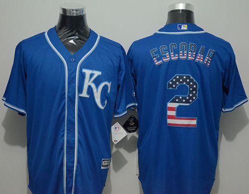 Royals #2 Alcides Escobar Blue USA Flag Fashion Stitched MLB Jersey Royals #2 Alcides Escobar Blue USA Flag Fashion Stitched MLB Jersey