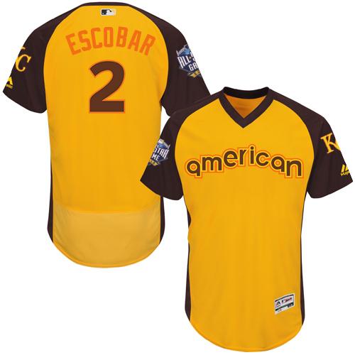 Royals #2 Alcides Escobar Gold Flexbase Authentic Collection 2016 All-Star American League Stitched MLB Jersey Royals #2 Alcides Escobar Gold Flexbase Authentic Collection 2016 All-Star American League Stitched MLB Jersey