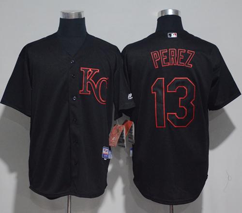 Royals #13 Salvador Perez Black Strip Stitched MLB Jersey Royals #13 Salvador Perez Black Strip Stitched MLB Jersey