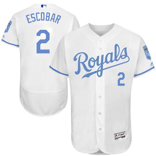 Royals #2 Alcides Escobar White Flexbase Authentic Collection Father's Day Stitched MLB Jersey Royals #2 Alcides Escobar White Flexbase Authentic Collection Father's Day Stitched MLB Jersey
