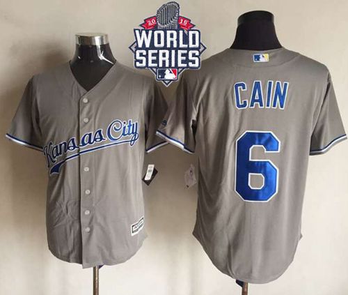 Royals #6 Lorenzo Cain New Grey Cool Base W/2015 World Series Patch Stitched MLB Jersey Royals #6 Lorenzo Cain New Grey Cool Base W/2015 World Series Patch Stitched MLB Jersey