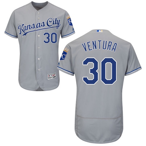 Royals #30 Yordano Ventura Grey Flexbase Authentic Collection Stitched MLB Jersey Royals #30 Yordano Ventura Grey Flexbase Authentic Collection Stitched MLB Jersey
