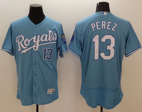 Royals #13 Salvador Perez Light Blue Flexbase Authentic Collection Stitched MLB Jersey Royals #13 Salvador Perez Light Blue Flexbase Authentic Collection Stitched MLB Jersey