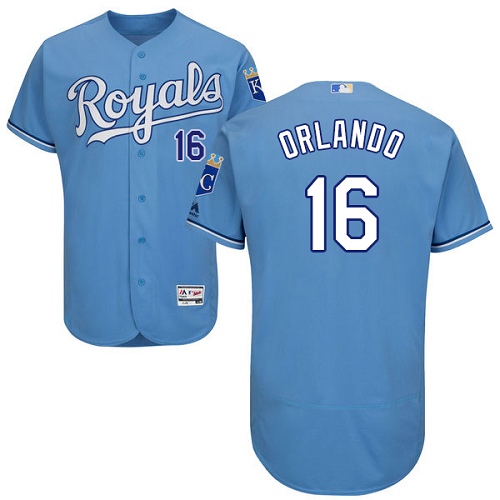 Royals #16 Paulo Orlando Light Blue Flexbase Authentic Collection Stitched MLB Jersey Royals #16 Paulo Orlando Light Blue Flexbase Authentic Collection Stitched MLB Jersey