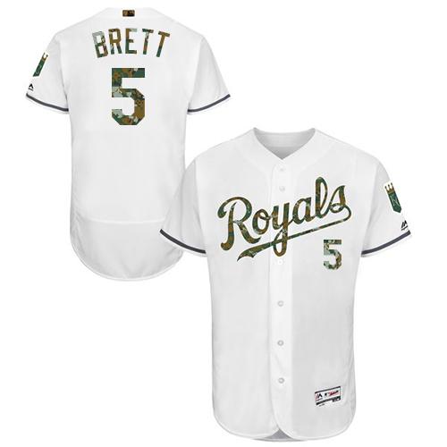Royals #5 George Brett White Flexbase Authentic Collection Memorial Day Stitched MLB Jersey Royals #5 George Brett White Flexbase Authentic Collection Memorial Day Stitched MLB Jersey