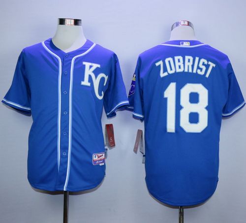 Royals #18 Ben Zobrist Blue Alternate 2 Cool Base Stitched MLB Jersey Royals #18 Ben Zobrist Blue Alternate 2 Cool Base Stitched MLB Jersey
