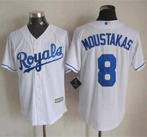 Royals #8 Mike Moustakas White New Cool Base Stitched MLB Jersey Royals #8 Mike Moustakas White New Cool Base Stitched MLB Jersey