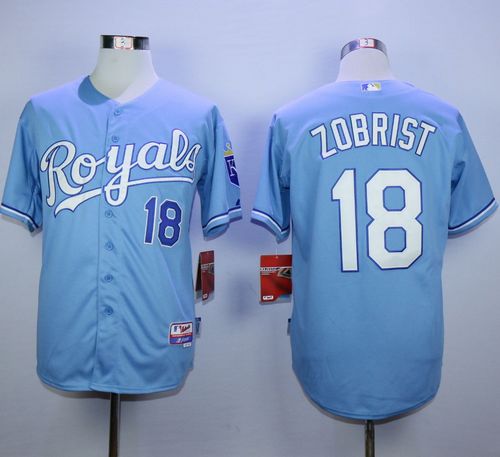 Royals #18 Ben Zobrist Light Blue Alternate 1 Cool Base Stitched MLB Jersey Royals #18 Ben Zobrist Light Blue Alternate 1 Cool Base Stitched MLB Jersey