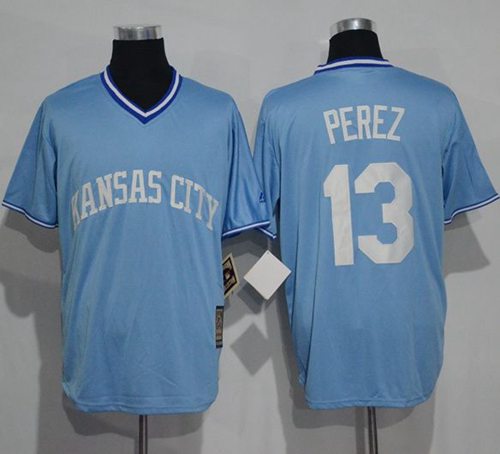 Royals #13 Salvador Perez Light Blue Cooperstown Stitched MLB Jersey Royals #13 Salvador Perez Light Blue Cooperstown Stitched MLB Jersey