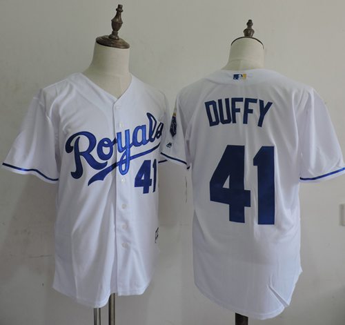 Royals #41 Danny Duffy White New Cool Base Stitched MLB Jersey Royals #41 Danny Duffy White New Cool Base Stitched MLB Jersey