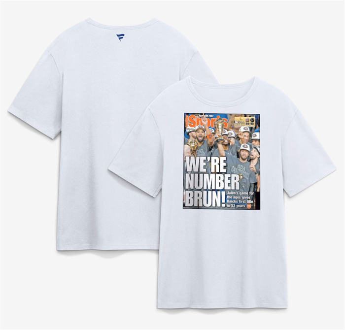 Men's New York Knicks x Post White 2026 Finals Champions Newspaper Cover T-Shirt Men's New York Knicks x Post White 2026 Finals Champions Newspaper Cover T-Shirt