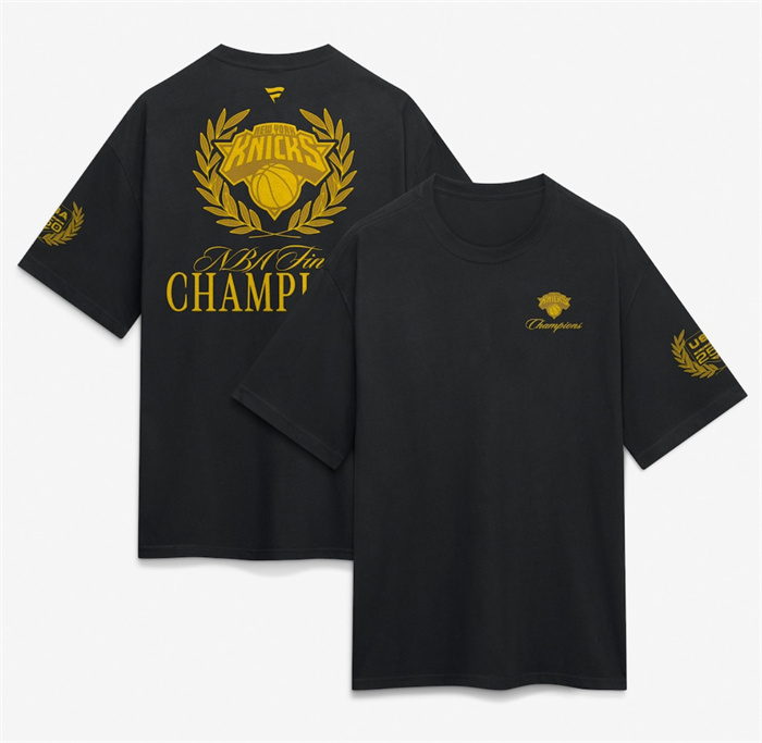 Men's New York Knicks Black 2026 Finals Champions x USA 250th Heavyweight T-Shirt