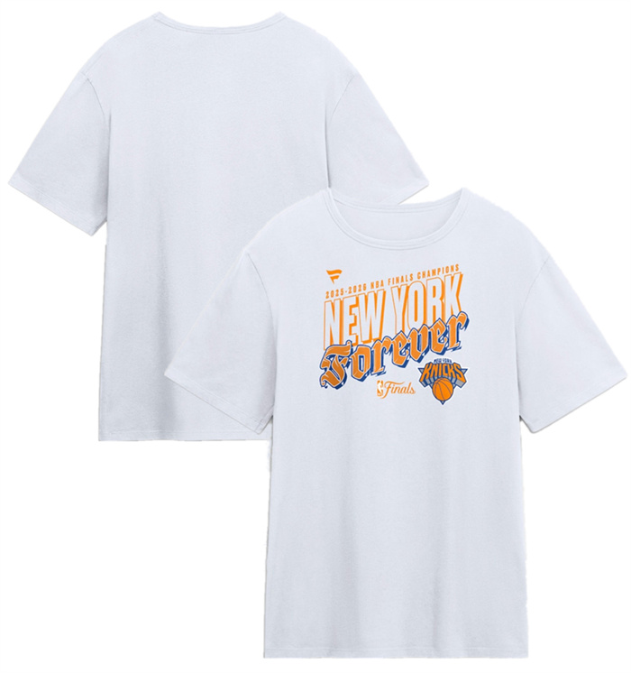 Men's New York Knicks White 2026 Finals Champions Hometown T-Shirt