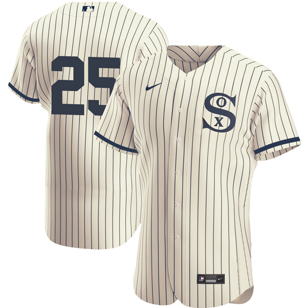 Men's Chicago White Sox #25 Andrew Vaughn 2021 Cream/Navy Field of Dreams Men's Chicago White Sox #25 Andrew Vaughn 2021 Cream/Navy Field of Dreams