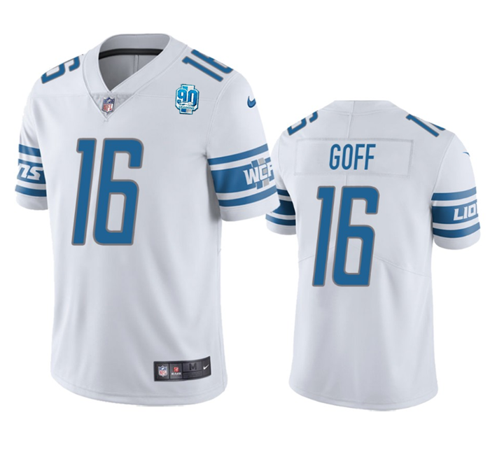 Men's Detroit Lions #16 Jared Goff White 2023 90th Anniversary Vapor Untouchable Limited Stitched Jersey Men's Detroit Lions #16 Jared Goff White 2023 90th Anniversary Vapor Untouchable Limited Stitched Jersey