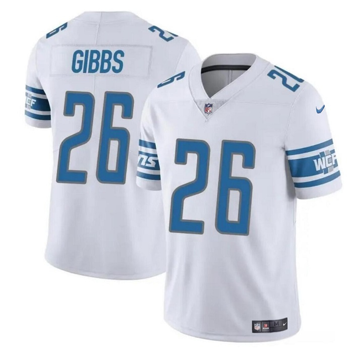 Men's Detroit Lions #26 Jahmyr Gibbs White Vapor Untouchable Limited Stitched Jersey Men's Detroit Lions #26 Jahmyr Gibbs White Vapor Untouchable Limited Stitched Jersey