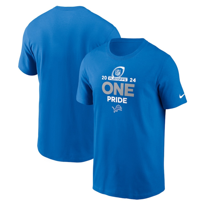 Men's Detroit Lions Blue 2024 Playoffs T-Shirt Men's Detroit Lions Blue 2024 Playoffs T-Shirt