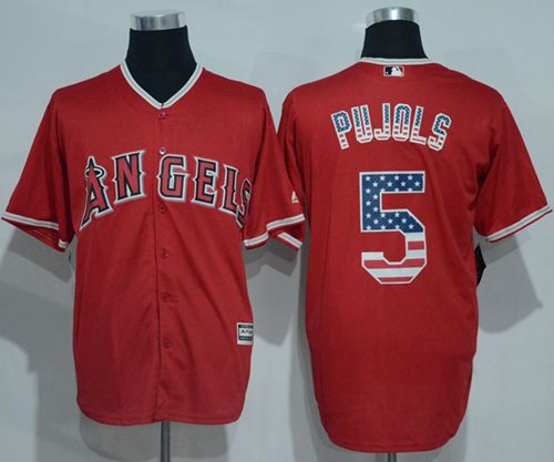 Angels of Anaheim #5 Albert Pujols Red USA Flag Fashion Stitched MLB Jersey Angels of Anaheim #5 Albert Pujols Red USA Flag Fashion Stitched MLB Jersey