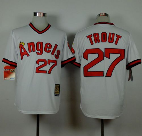 Angels of Anaheim #27 Mike Trout White 1980 Turn Back The Clock Stitched MLB Jersey Angels of Anaheim #27 Mike Trout White 1980 Turn Back The Clock Stitched MLB Jersey