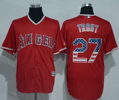 Angels of Anaheim #27 Mike Trout Red USA Flag Fashion Stitched MLB Jersey Angels of Anaheim #27 Mike Trout Red USA Flag Fashion Stitched MLB Jersey