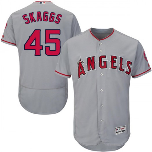 Angels of Anaheim #45 Tyler Skaggs Grey Flexbase Authentic Collection Stitched MLB Jersey Angels of Anaheim #45 Tyler Skaggs Grey Flexbase Authentic Collection Stitched MLB Jersey
