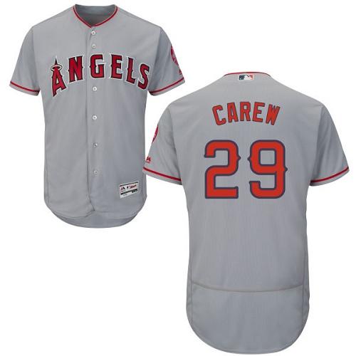Angels of Anaheim #29 Rod Carew Grey Flexbase Authentic Collection Stitched MLB Jersey Angels of Anaheim #29 Rod Carew Grey Flexbase Authentic Collection Stitched MLB Jersey