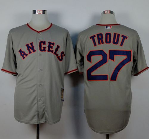 Angels of Anaheim #27 Mike Trout Grey 1965 Turn Back The Clock Stitched MLB Jersey Angels of Anaheim #27 Mike Trout Grey 1965 Turn Back The Clock Stitched MLB Jersey