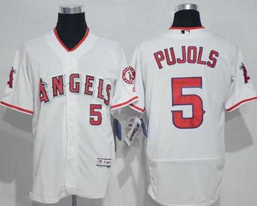 Angels of Anaheim #5 Albert Pujols White Flexbase Authentic Collection Stitched MLB Jersey Angels of Anaheim #5 Albert Pujols White Flexbase Authentic Collection Stitched MLB Jersey