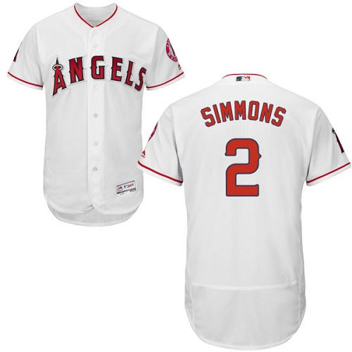 Angels of Anaheim #2 Andrelton Simmons White Flexbase Authentic Collection Stitched MLB Jersey Angels of Anaheim #2 Andrelton Simmons White Flexbase Authentic Collection Stitched MLB Jersey