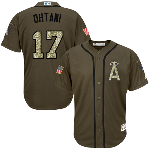 Angels of Anaheim #17 Shohei Ohtani Green Salute to Service Stitched MLB Jersey Angels of Anaheim #17 Shohei Ohtani Green Salute to Service Stitched MLB Jersey