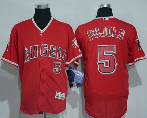 Angels of Anaheim #5 Albert Pujols Red Flexbase Authentic Collection Stitched MLB Jersey Angels of Anaheim #5 Albert Pujols Red Flexbase Authentic Collection Stitched MLB Jersey