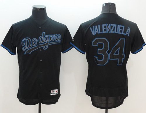 Dodgers #34 Fernando Valenzuela Black Fashion Flexbase Authentic Collection Stitched MLB Jersey Dodgers #34 Fernando Valenzuela Black Fashion Flexbase Authentic Collection Stitched MLB Jersey