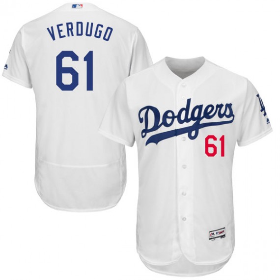 Dodgers #61 Alex Verdugo White Flexbase Authentic Collection Stitched MLB Jersey Dodgers #61 Alex Verdugo White Flexbase Authentic Collection Stitched MLB Jersey