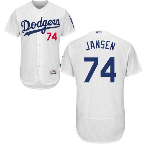 Dodgers #74 Kenley Jansen White Flexbase Authentic Collection Stitched MLB Jersey Dodgers #74 Kenley Jansen White Flexbase Authentic Collection Stitched MLB Jersey