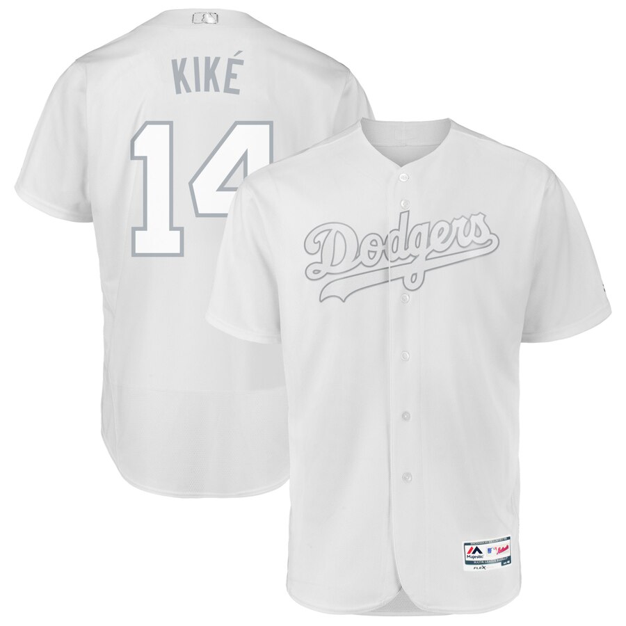 Los Angeles Dodgers #14 Enrique Hernandez Kike Majestic 2019 Players' Weekend Flex Base Authentic Player Jersey White Los Angeles Dodgers #14 Enrique Hernandez Kike Majestic 2019 Players' Weekend Flex Base Authentic Player Jersey White