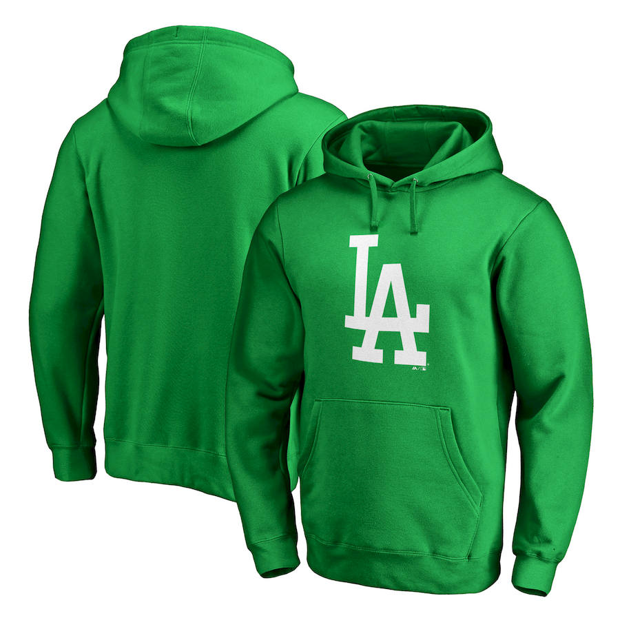 Los Angeles Dodgers Majestic St. Patrick's Day White Logo Pullover Hoodie Kelly Green Los Angeles Dodgers Majestic St. Patrick's Day White Logo Pullover Hoodie Kelly Green