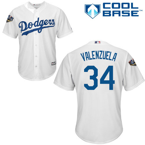 Dodgers #34 Fernando Valenzuela White New Cool Base 2018 World Series Stitched MLB Jersey Dodgers #34 Fernando Valenzuela White New Cool Base 2018 World Series Stitched MLB Jersey