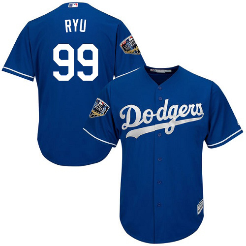 Dodgers #99 Hyun-Jin Ryu Blue New Cool Base 2018 World Series Stitched MLB Jersey Dodgers #99 Hyun-Jin Ryu Blue New Cool Base 2018 World Series Stitched MLB Jersey