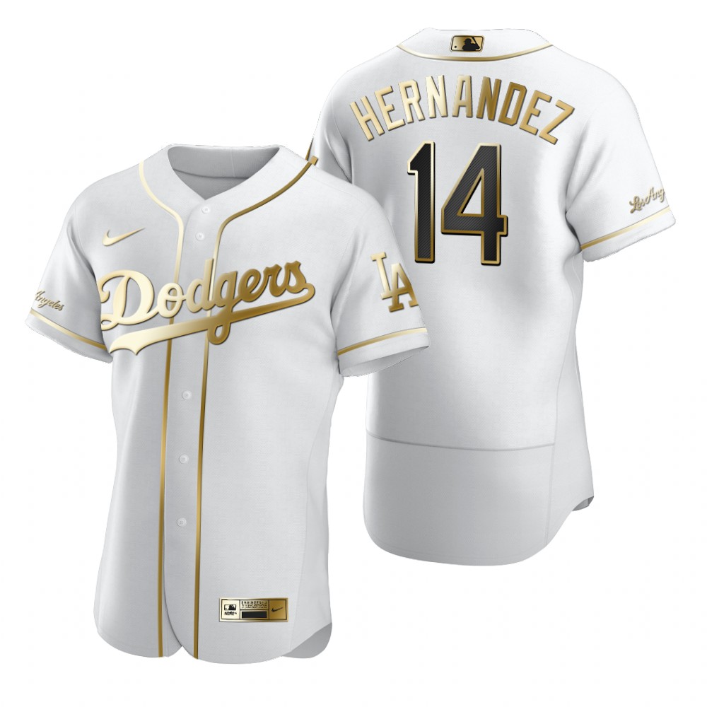 Los Angeles Dodgers #14 Enrique Hernandez White Nike Men's Authentic Golden Edition MLB Jersey Los Angeles Dodgers #14 Enrique Hernandez White Nike Men's Authentic Golden Edition MLB Jersey