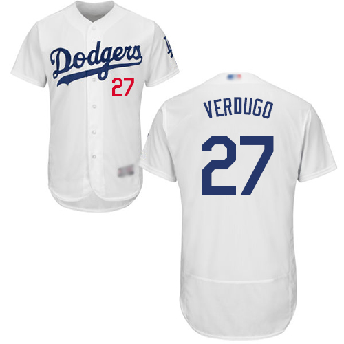 Dodgers #27 Alex Verdugo White Flexbase Authentic Collection Stitched MLB Jersey Dodgers #27 Alex Verdugo White Flexbase Authentic Collection Stitched MLB Jersey