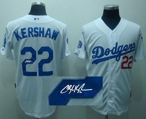 Dodgers #22 Clayton Kershaw White Cool Base Autographed Stitched MLB Jersey Dodgers #22 Clayton Kershaw White Cool Base Autographed Stitched MLB Jersey